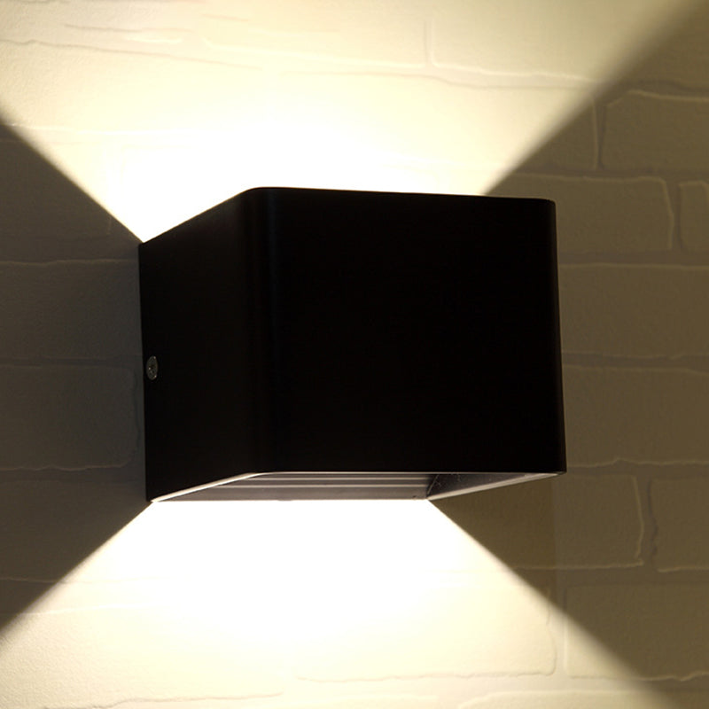 2-Light Contemporary White/Black Wall Mounted Sconce Rectangle Wall Light
