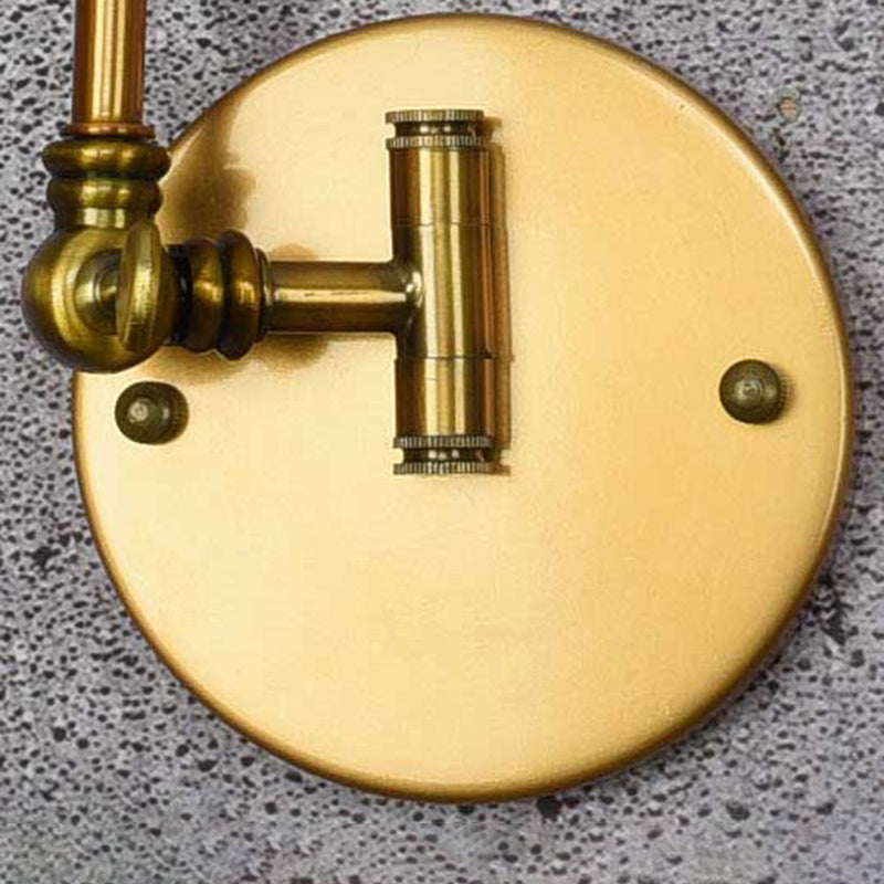 Industrial Style Swing Arm Wall Sconce Metal 1 Light Sconces in Gold for Bedroom