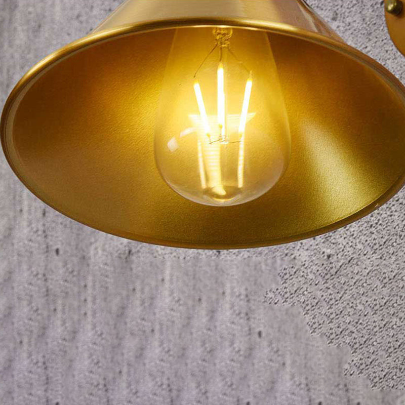 Industrial Style Swing Arm Wall Sconce Metal 1 Light Sconces in Gold for Bedroom