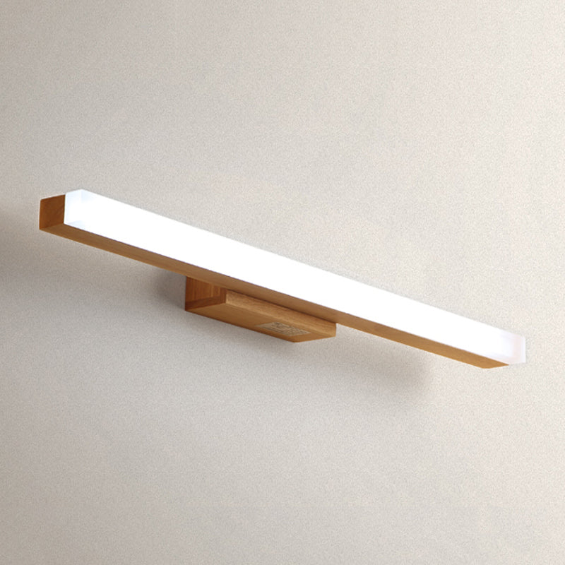 Nordic Style Wooden Vanity Light LED Rectangle Shape Vanity Lamp for Shower Room
