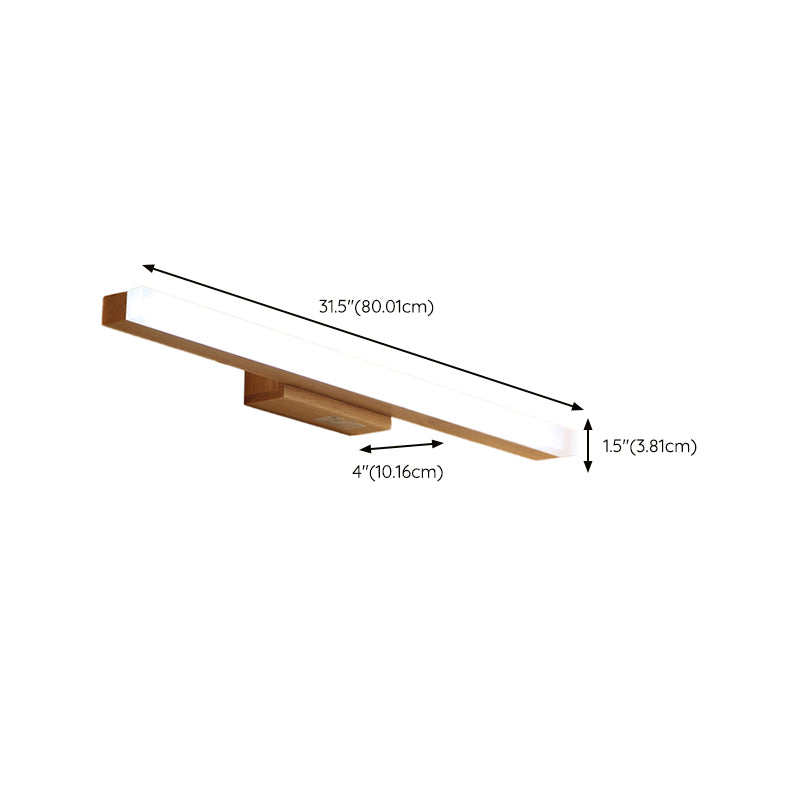 Nordic Style Wooden Vanity Light LED Rectangle Shape Vanity Lamp for Shower Room