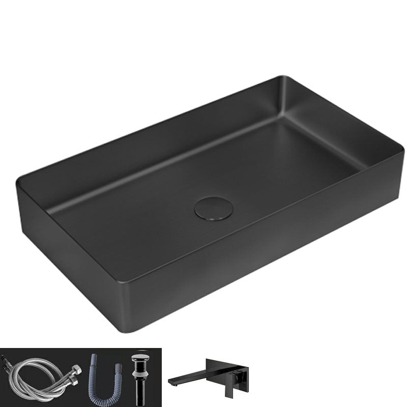 Contemporary Bathroom Sink Metal Rectangular Vessel Bathroom Sink with Pop-Up Drain