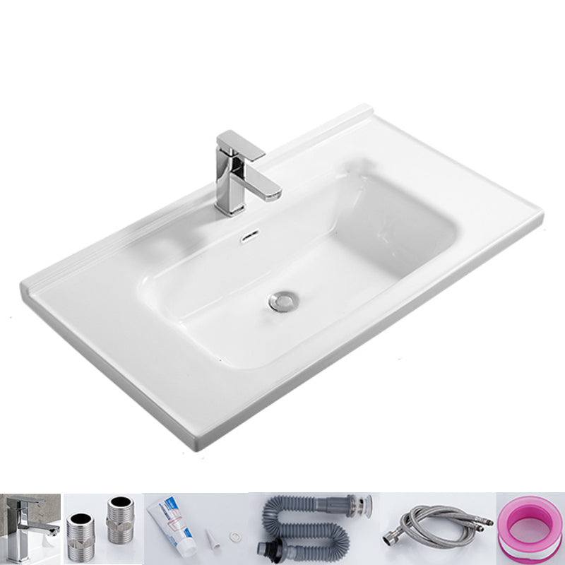 Modern White Bathroom Sink Rectangular Ceramic Bathroom Sink