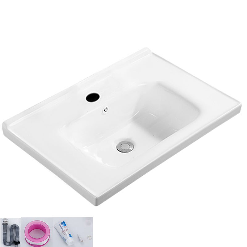 Modern White Bathroom Sink Rectangular Ceramic Bathroom Sink