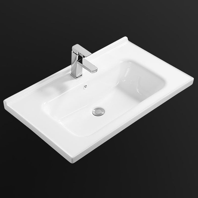 Modern White Bathroom Sink Rectangular Ceramic Bathroom Sink