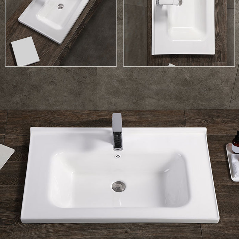 Modern White Bathroom Sink Rectangular Ceramic Bathroom Sink