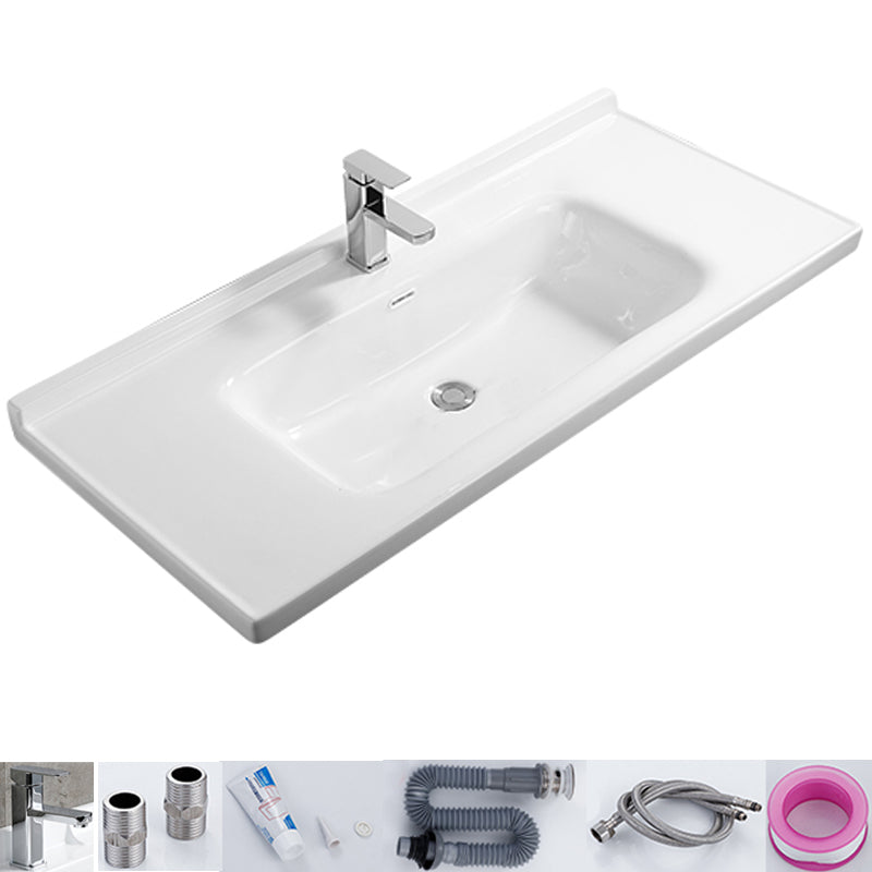Modern White Bathroom Sink Rectangular Ceramic Bathroom Sink