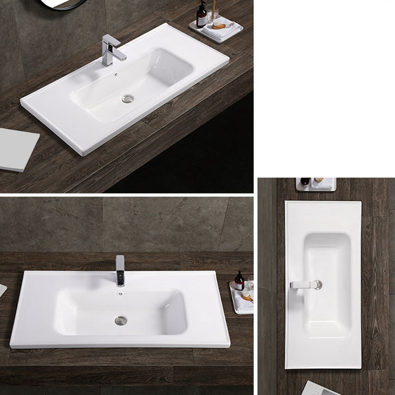 Modern White Bathroom Sink Rectangular Ceramic Bathroom Sink