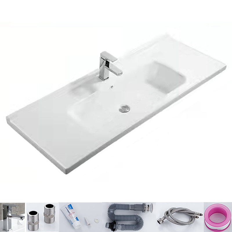 Modern White Bathroom Sink Rectangular Ceramic Bathroom Sink