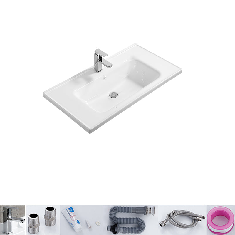 Modern White Bathroom Sink Rectangular Ceramic Bathroom Sink