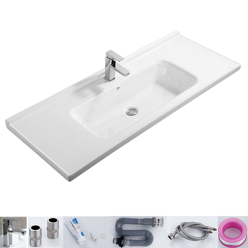 Modern White Bathroom Sink Rectangular Ceramic Bathroom Sink