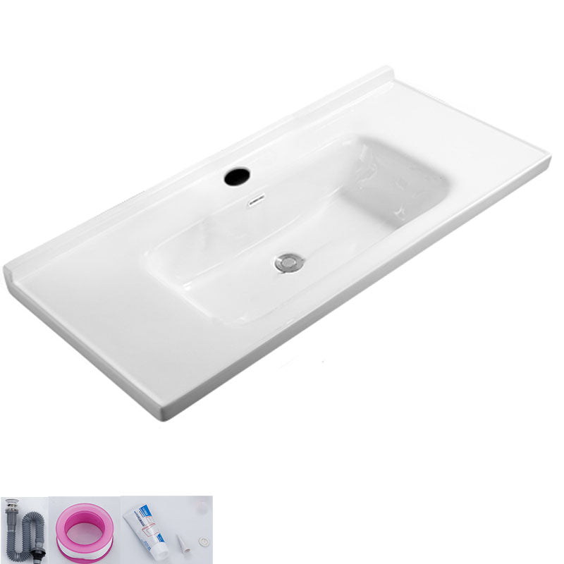 Modern White Bathroom Sink Rectangular Ceramic Bathroom Sink