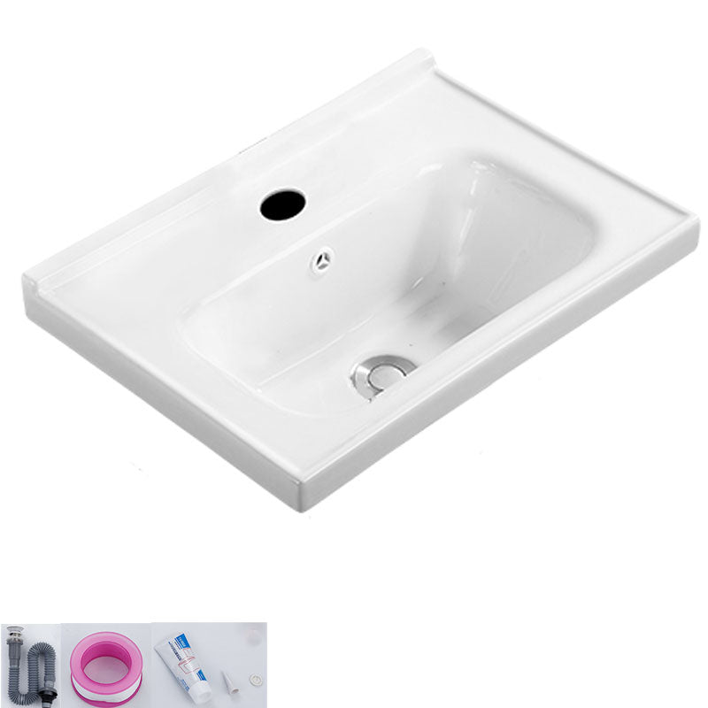Modern White Bathroom Sink Rectangular Ceramic Bathroom Sink