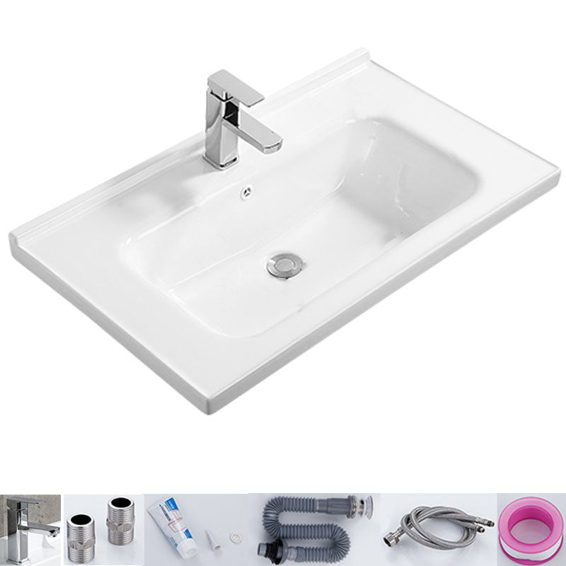 Modern White Bathroom Sink Rectangular Ceramic Bathroom Sink