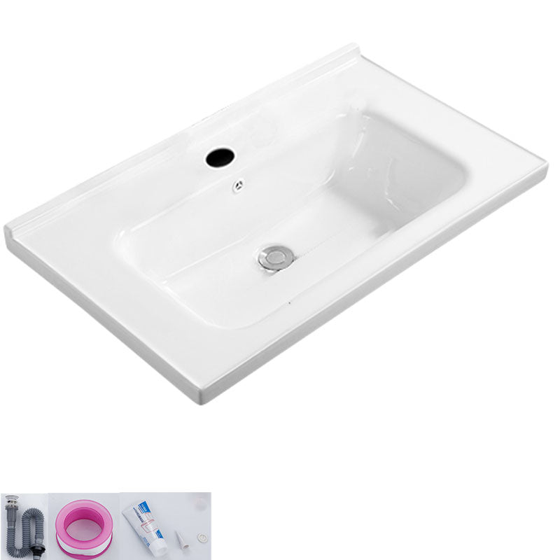 Modern White Bathroom Sink Rectangular Ceramic Bathroom Sink