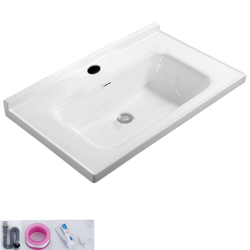 Modern White Bathroom Sink Rectangular Ceramic Bathroom Sink