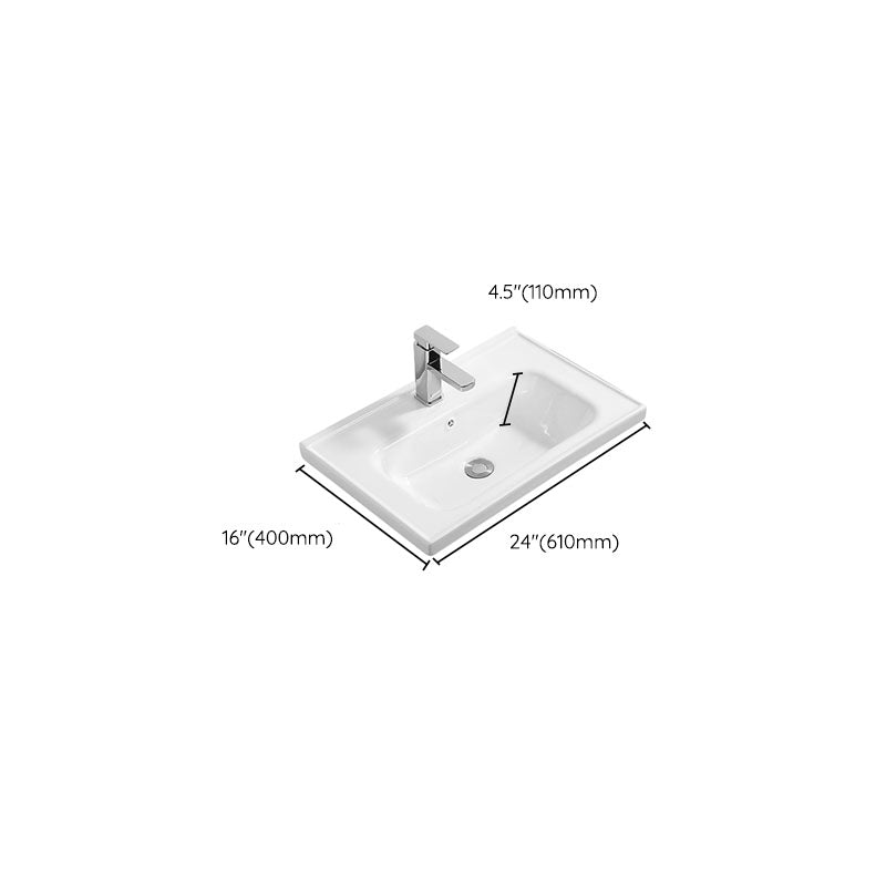 Modern White Bathroom Sink Rectangular Ceramic Bathroom Sink