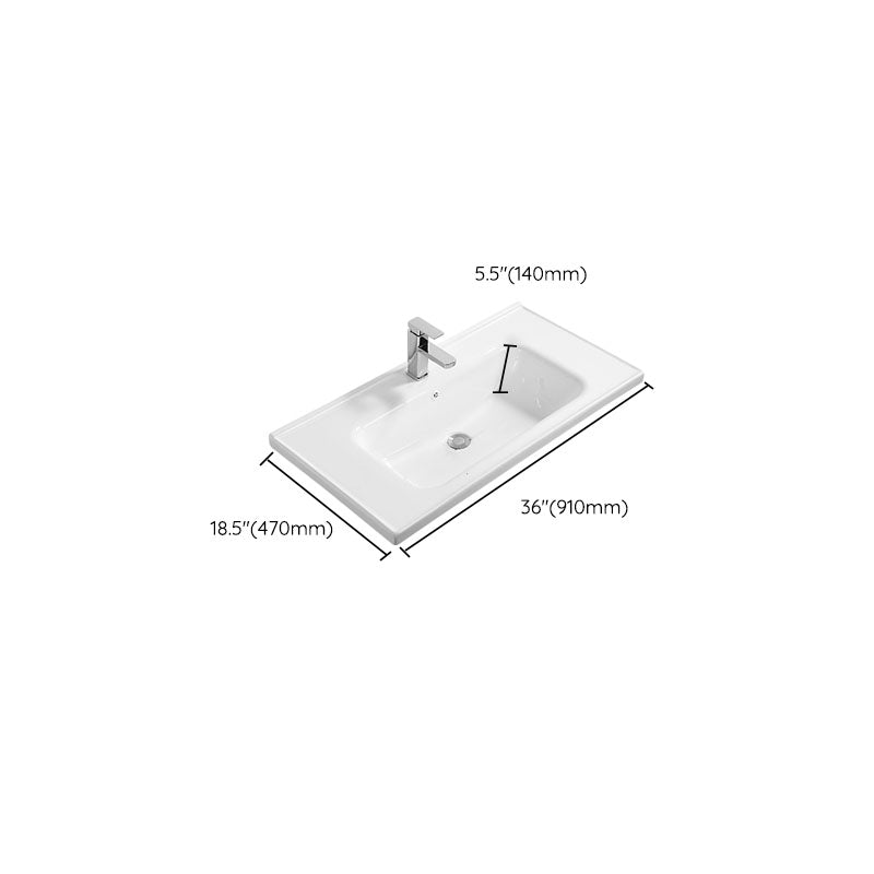 Modern White Bathroom Sink Rectangular Ceramic Bathroom Sink