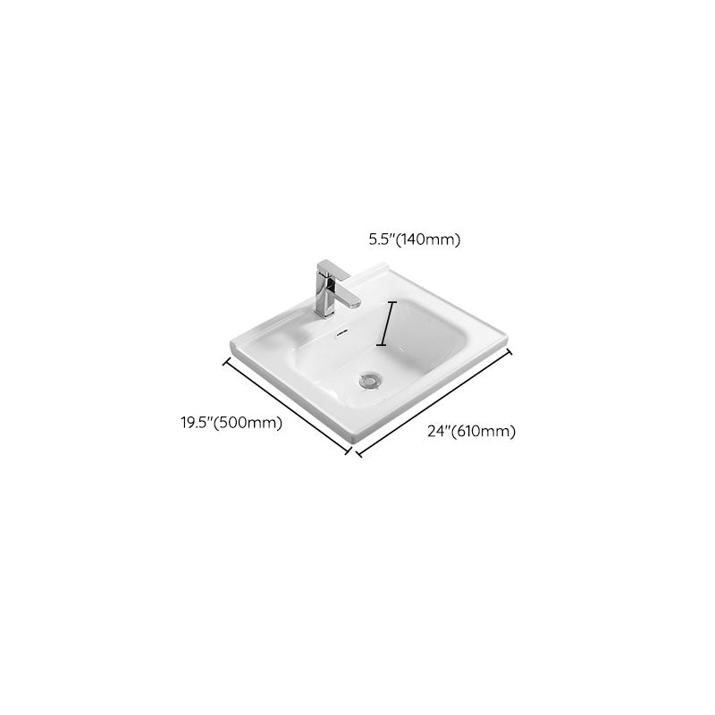 Modern White Bathroom Sink Rectangular Ceramic Bathroom Sink