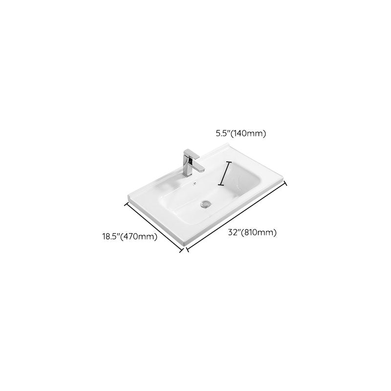 Modern White Bathroom Sink Rectangular Ceramic Bathroom Sink