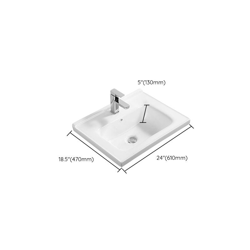 Modern White Bathroom Sink Rectangular Ceramic Bathroom Sink