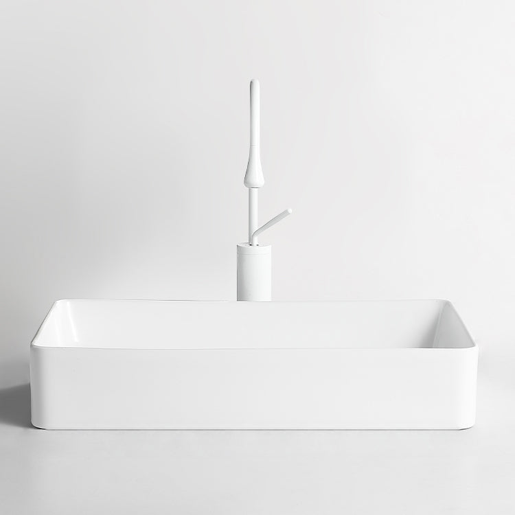 Modern Bathroom Sink Porcelain Solid Color Rectangular Vessel Bathroom Sink