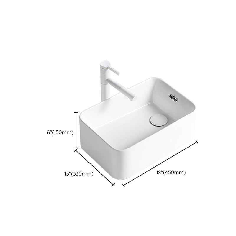 Modern Bathroom Sink Porcelain Solid Color Rectangular Vessel Bathroom Sink