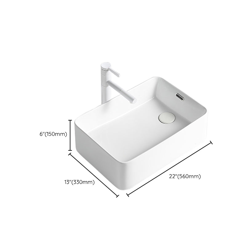 Modern Bathroom Sink Porcelain Solid Color Rectangular Vessel Bathroom Sink
