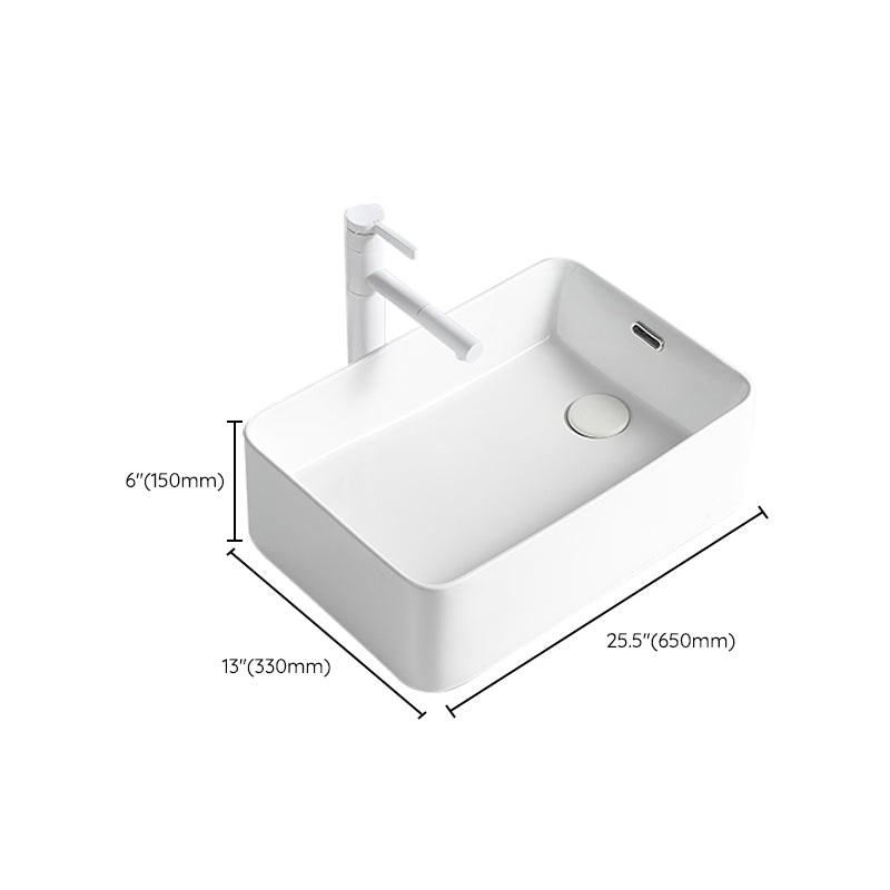 Modern Bathroom Sink Porcelain Solid Color Rectangular Vessel Bathroom Sink