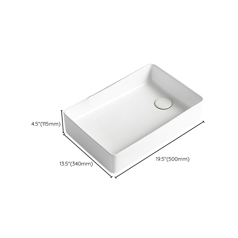 Modern Bathroom Sink Porcelain Solid Color Rectangular Vessel Bathroom Sink