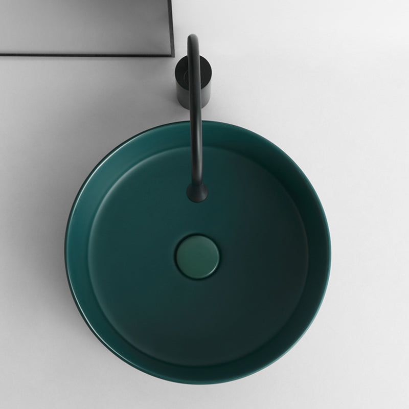 Modern Bathroom Sink Porcelain Round Vessel Sink with Pop-Up Drain