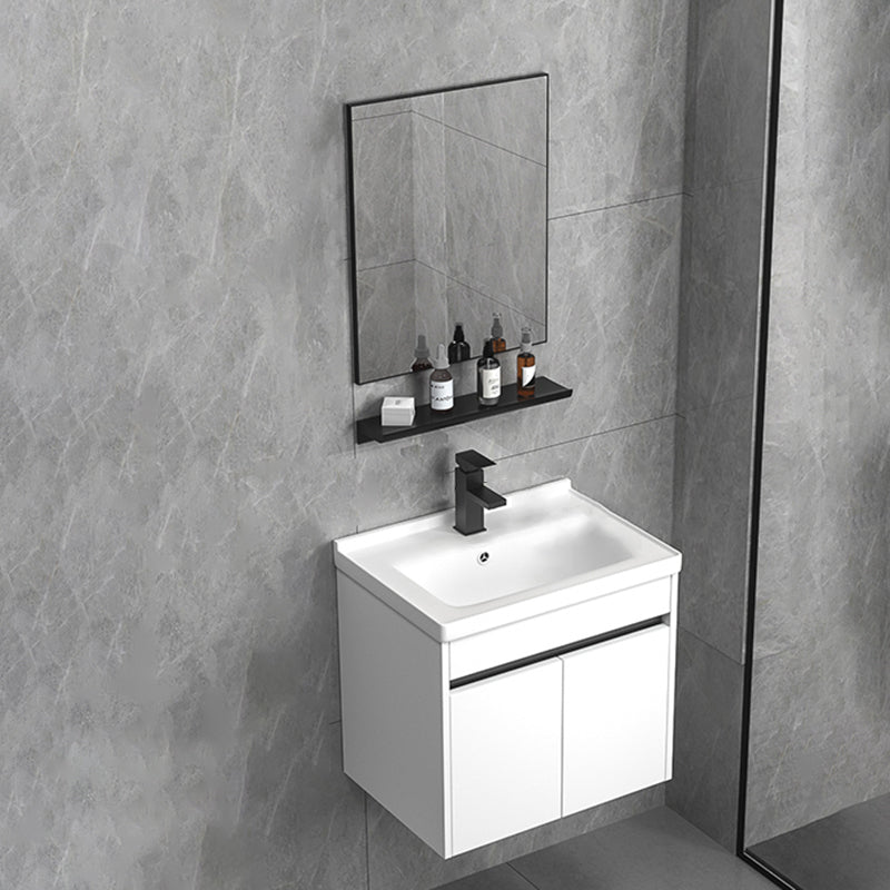Modern Bathroom Vanity Set Wood Standalone Cabinet and Mirror Space Saver Vanity
