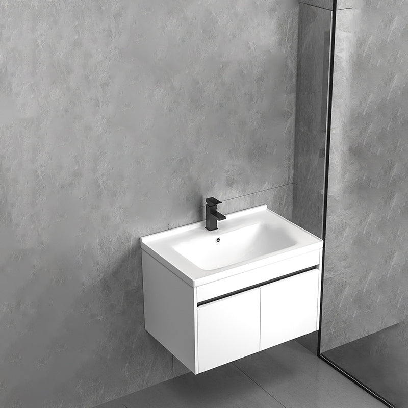 Modern Bathroom Vanity Set Wood Standalone Cabinet and Mirror Space Saver Vanity