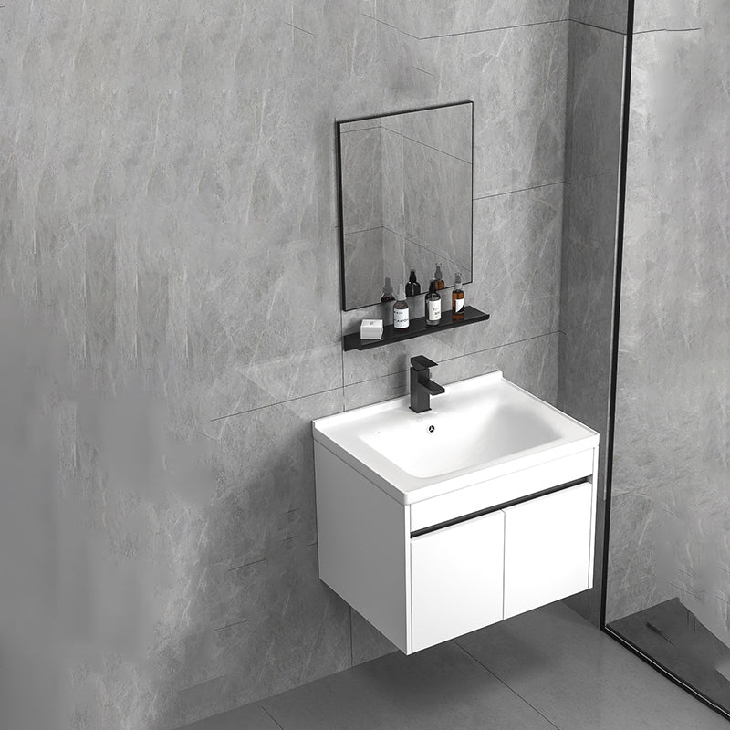 Modern Bathroom Vanity Set Wood Standalone Cabinet and Mirror Space Saver Vanity