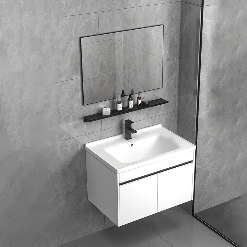 Modern Bathroom Vanity Set Wood Standalone Cabinet and Mirror Space Saver Vanity