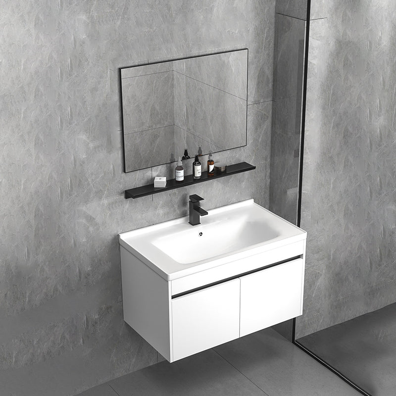 Modern Bathroom Vanity Set Wood Standalone Cabinet and Mirror Space Saver Vanity