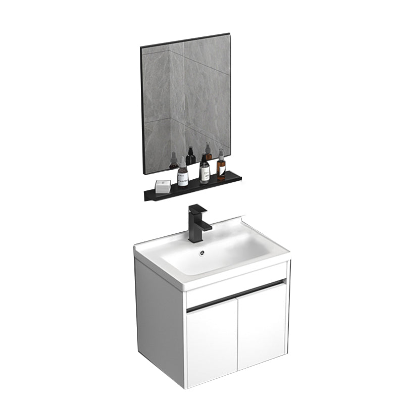 Modern Bathroom Vanity Set Wood Standalone Cabinet and Mirror Space Saver Vanity
