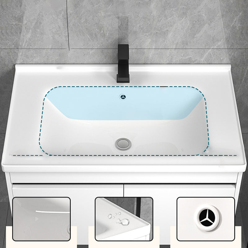 Modern Bathroom Vanity Set Wood Standalone Cabinet and Mirror Space Saver Vanity