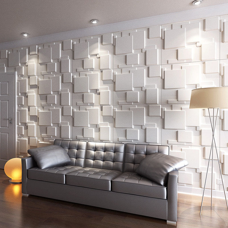 Square Interior Wall Paneling Peel and Stick Texture Effect Wall Paneling