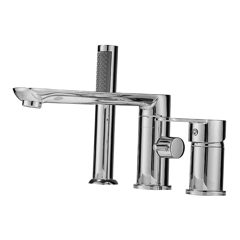 Modern Deck Mounted Freestanding Tub Filler Metal Freestanding Faucet with Handles