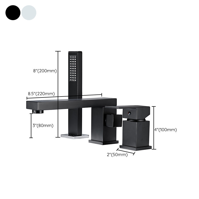 Modern Deck Mounted Metal Freestanding Tub Filler Low Arc Freestanding Faucet with Hose