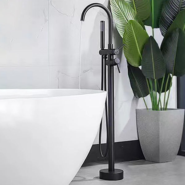 Traditional Floor Mounted Metal Freestanding Tub Filler Single Handle Freestanding Faucet