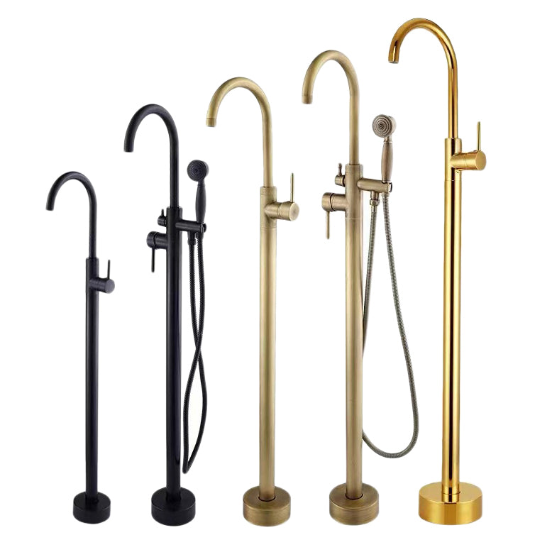 Traditional Floor Mounted Metal Freestanding Tub Filler Single Handle Freestanding Faucet