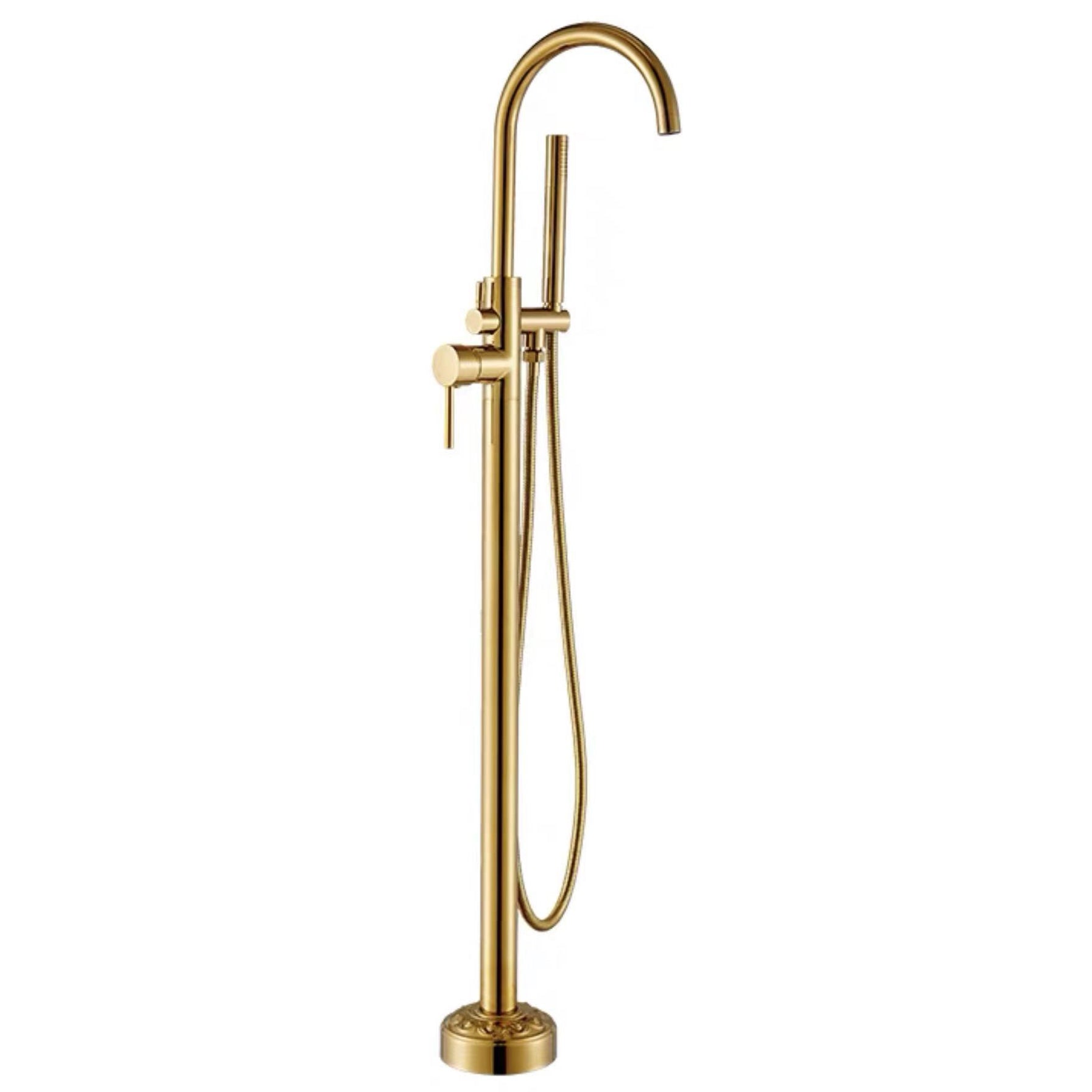 Traditional Floor Mounted Metal Freestanding Tub Filler Single Handle Freestanding Faucet
