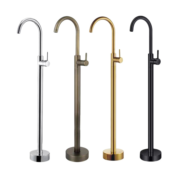 Traditional Floor Mounted Metal Freestanding Tub Filler Single Handle Freestanding Faucet