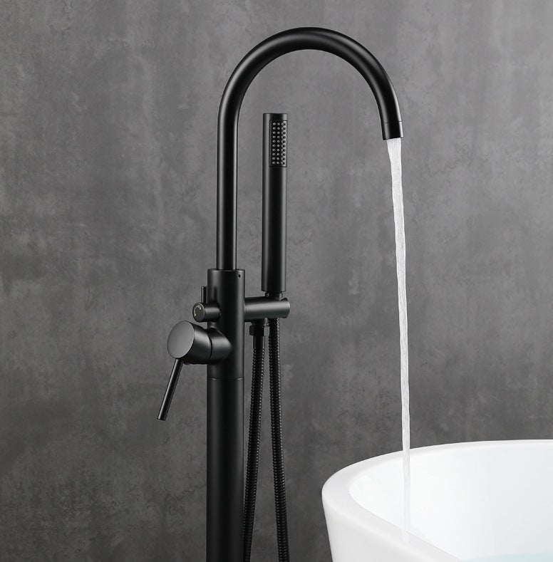Traditional Floor Mounted Metal Freestanding Tub Filler Single Handle Freestanding Faucet