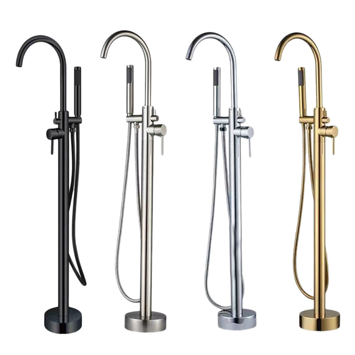 Traditional Floor Mounted Metal Freestanding Tub Filler Single Handle Freestanding Faucet