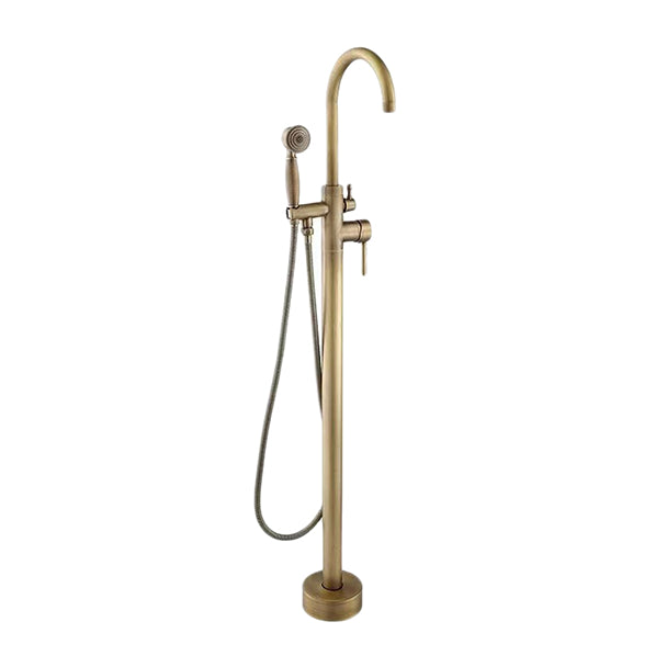 Traditional Floor Mounted Metal Freestanding Tub Filler Single Handle Freestanding Faucet