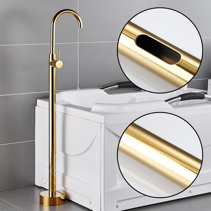 Traditional Floor Mounted Metal Freestanding Tub Filler Single Handle Freestanding Faucet