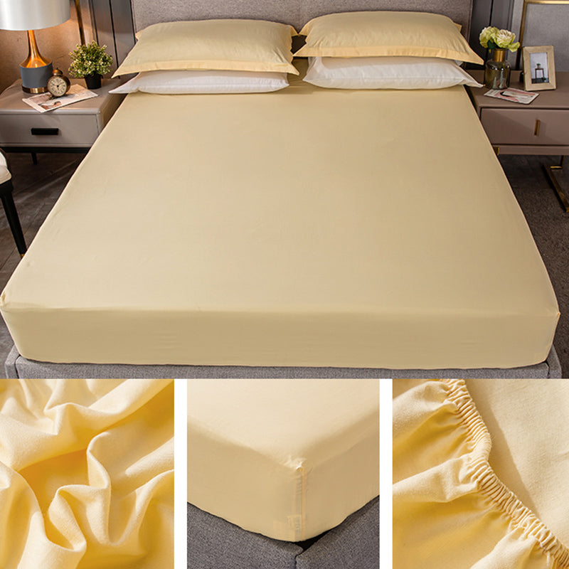Fade Resistant Bed Sheet Solid Color One Piece Breathable Fitted Sheet
